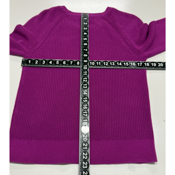 Talbots Sweater Womens Medium Purple Pima Cotton Ribbed Knit Pullover - Picture 3 of 9